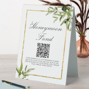 Elegant Green Gold Leaf Wedding Honeymoon Fund
