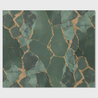Elegant Green Gold Marble Wrapping Paper