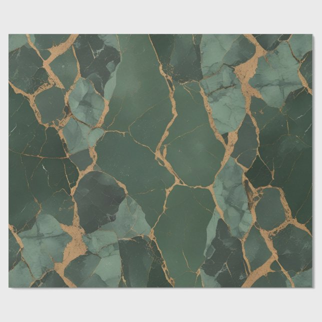 Elegant Green Gold Marble Wrapping Paper  (Flat)