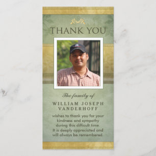 Elegant Green & Gold Memorial Thank You Card