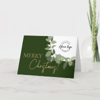 Elegant Green gold Merry Christmas Company Logo 