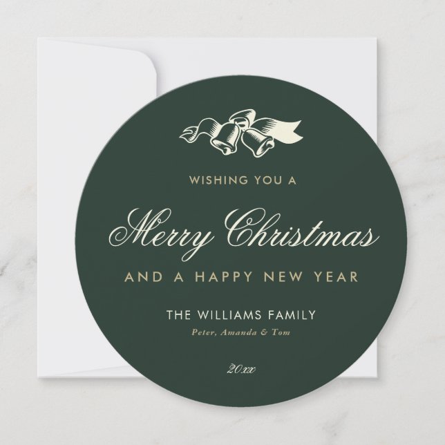 Elegant Green Gold Merry Christmas Holiday Card (Front)