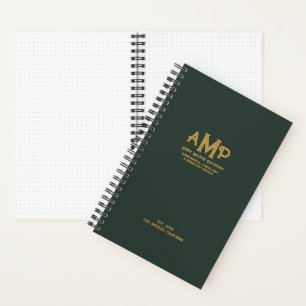 Elegant Green & Gold Monogram Bullet Page Journal