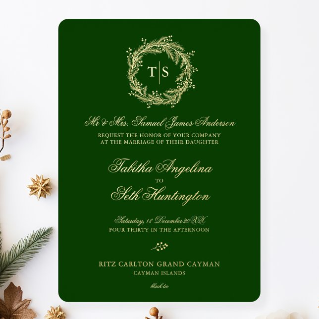 Elegant Green Gold Monogram Wedding (Creator Uploaded)