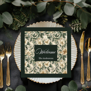Elegant Green Gold Napkins Personalised Tableware