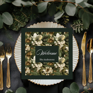 Elegant Green Gold Napkins Personalised Tableware