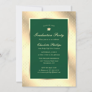 Elegant Green Gold Photo Graduation Party Invitation