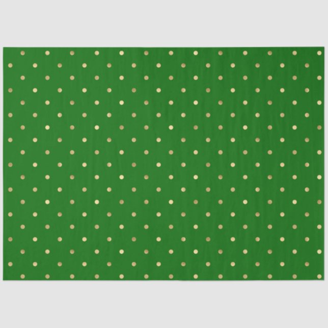 Elegant Green Gold Polka Dots Tissue Paper (Front)