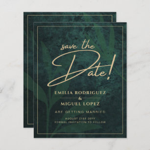 Elegant Green Gold Save the Date QR Code RSVP