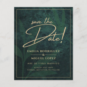 Elegant Green Gold Save the Date QR Code RSVP Flyer