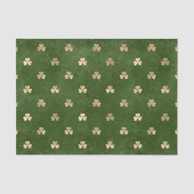 Elegant Green Gold Shamrock Tissue Paper (Front)