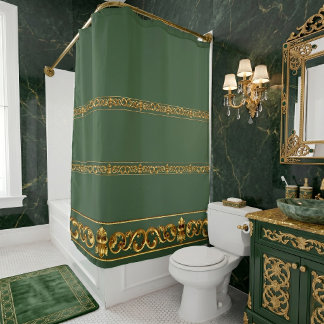 Elegant Green & Gold  Shower Curtain