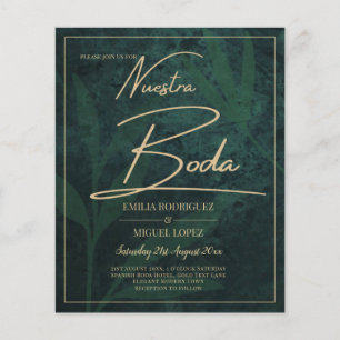 Elegant Green Gold Spanish BODA QR Code RSVP   Flyer