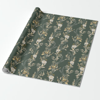 Elegant Green Gold Vintage Gift Wrapping Paper