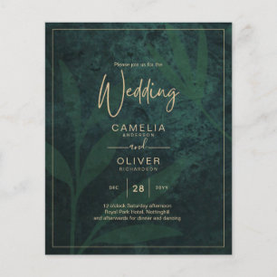 Elegant Green Gold Wedding Invite QR Code RSVP   Flyer