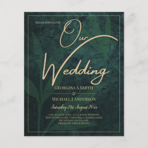 Elegant Green Gold Wedding Invite QR Code RSVP   Flyer