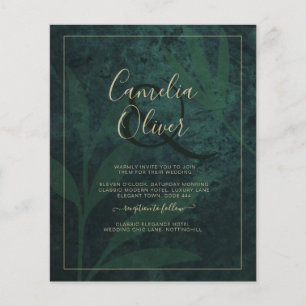 Elegant Green Gold Wedding Invite QR Code RSVP   Flyer
