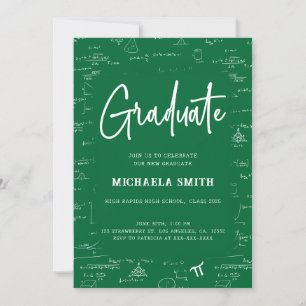 Elegant Green Graduate Math Photo Graduation Invitation