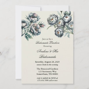 Elegant Green & Grey Bouquet Bridesmaids Luncheoen Invitation