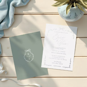 Elegant Green Hand Drawn Bow & Ribbon Wedding