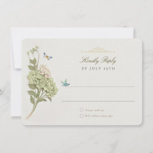 Elegant Green Hydrangea Wedding RSVP Card