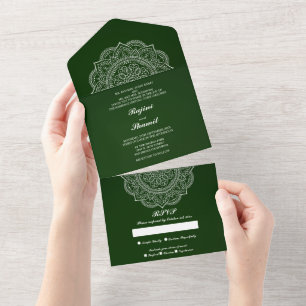 Elegant Green Indian Wedding (no Env needed) All In One Invitation