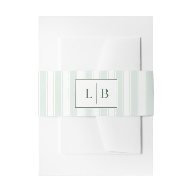 Elegant Green Initials Invitation Belly Band (Front Example)