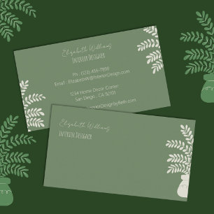 Elegant Green Interior Designer Business Cards