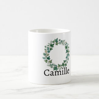 Elegant Green Ivy Botanical Personalised Name Coff Coffee Mug