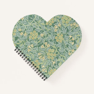 Elegant Green Jasmine Floral Pattern Notebook