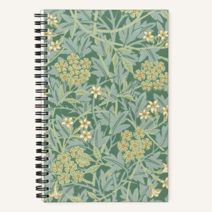 Elegant Green Jasmine Floral Pattern Notebook