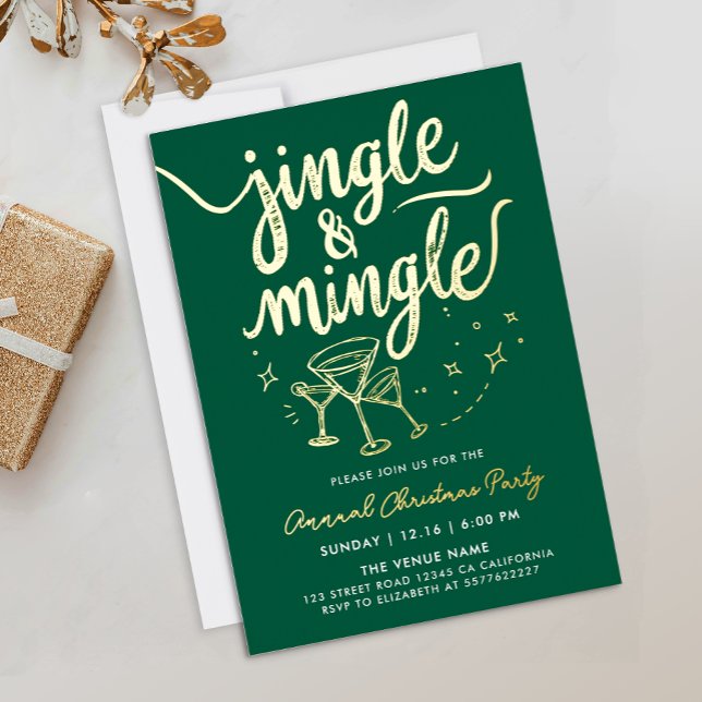 Elegant Green Jingle Mingle Cocktail Glass Doodles (Creator Uploaded)