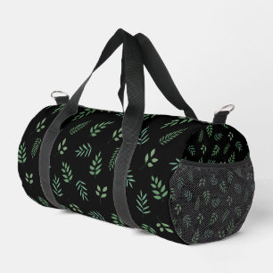 Elegant Green Leaf Pattern Travel Duffle Bag