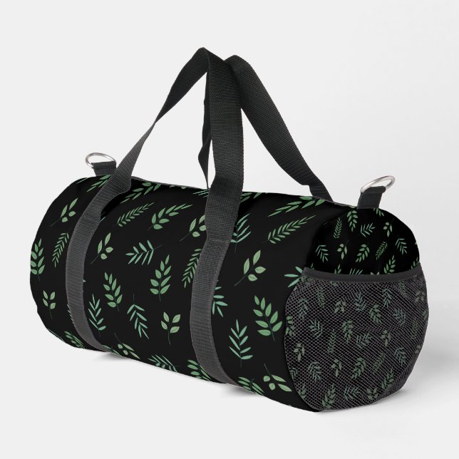 Elegant Green Leaf Pattern Travel Duffle Bag (Right Corner)