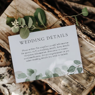 Elegant Green Leaf Wedding Details Reception Enclosure Card