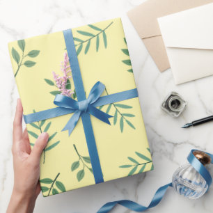 Elegant Green Leaf Wrapping Paper on Cream