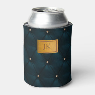 Elegant Green Leather,Diamonds,Monogram Can Cooler