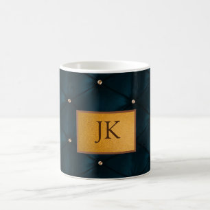 Elegant Green Leather,Diamonds,Monogram Coffee Mug