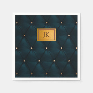 Elegant Green Leather,Diamonds,Monogram Napkin