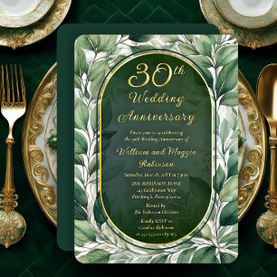 Elegant Green Leaves 30th Wedding Anniversary