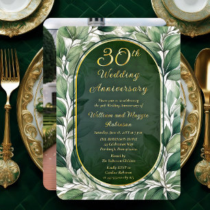 Elegant Green Leaves 30th Wedding Anniversary