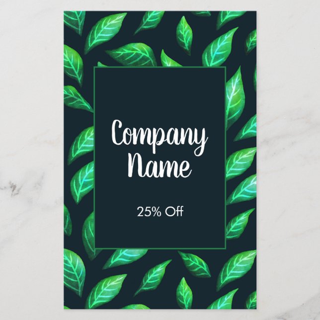 Elegant Green Leaves Botanical Company Discount Flyer (Front)