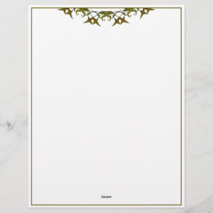Elegant green leaves custom letterhead