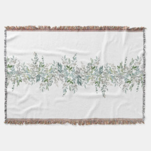 Elegant Green Leaves Design Throw Blanket