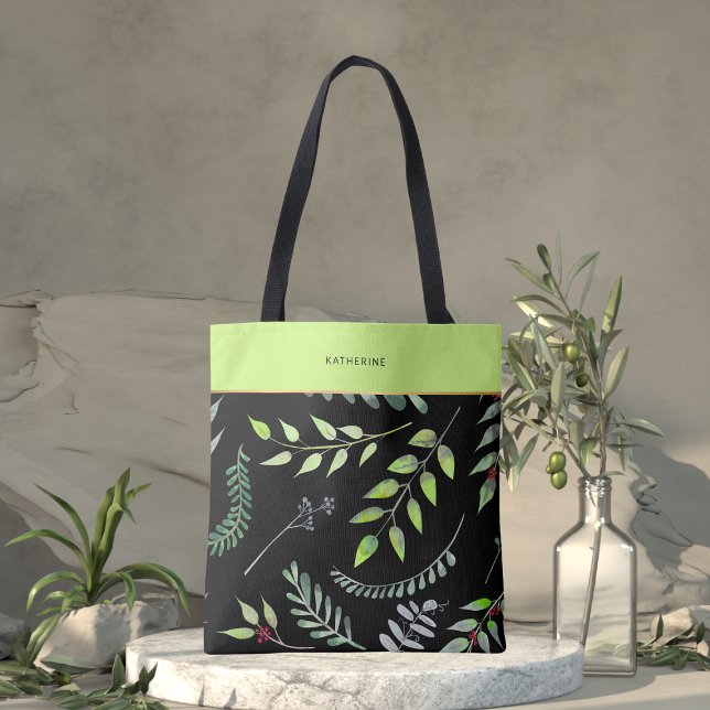 Elegant Green Leaves Pattern Classy Trendy Tote Bag (Creator Uploaded)