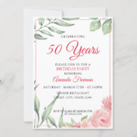 Elegant Green Leaves & Pink Rose Mum Birthday