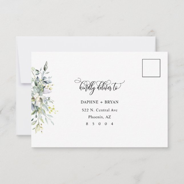 Elegant Green Leaves Response with Address Backer (Back)