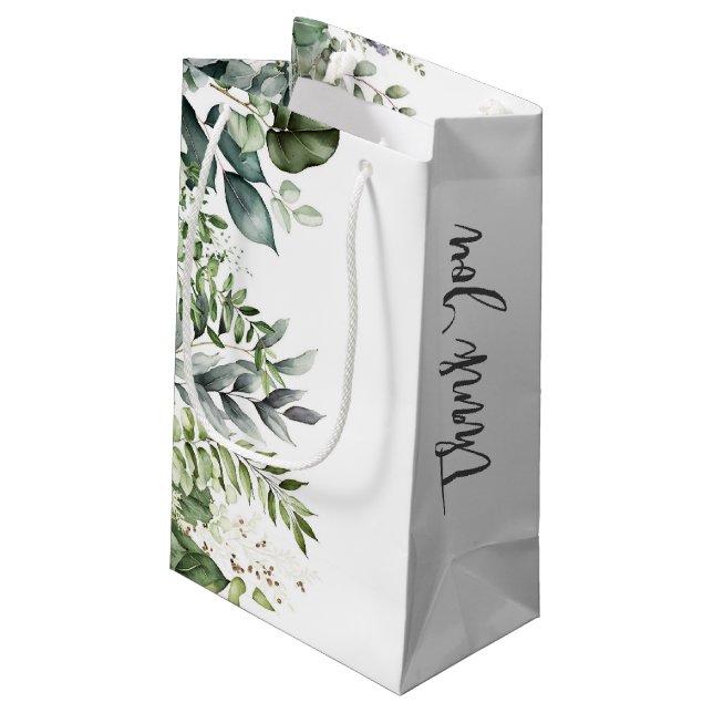 Elegant Green Leaves Rustic Wedding Favour Gift Ba Small Gift Bag (Back Angled)