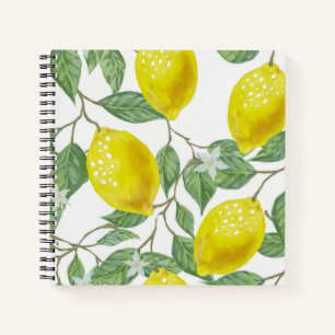 Elegant Green Leaves & Yellow Lemons   Notebook