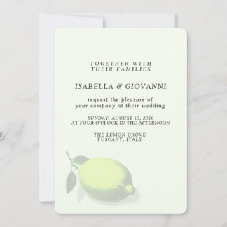 Elegant Green Lemon Tuscany Wedding Invitation